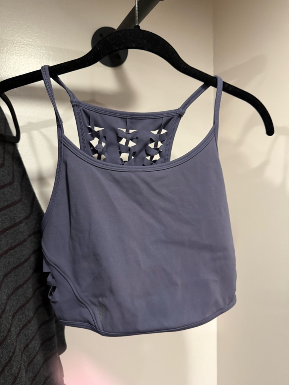 FP Movement by Free People Lavender Strappy Crop Tank with Cutout Back